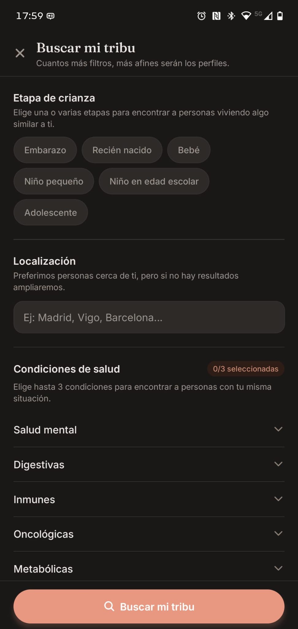 Búsqueda de personas afines en Marea